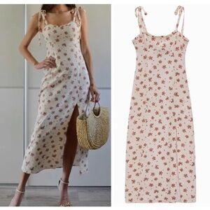 ZARA floral print linen blend dress